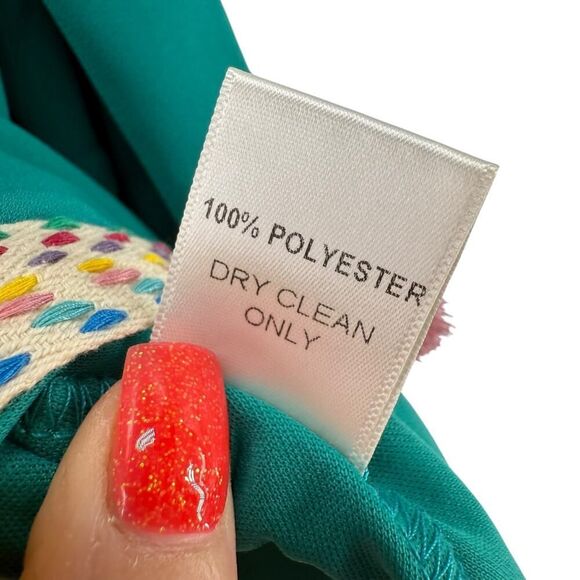 Judith March Dress Size S Green Tassel Trim Mini Length Spaghetti Strap Preppy - Picture 8 of 9